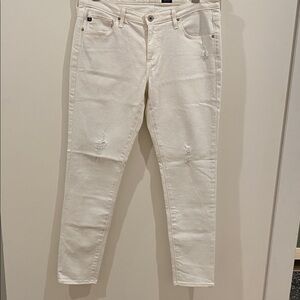 AG Adriano Goldschmied white distressed the legging Skinny Jeans